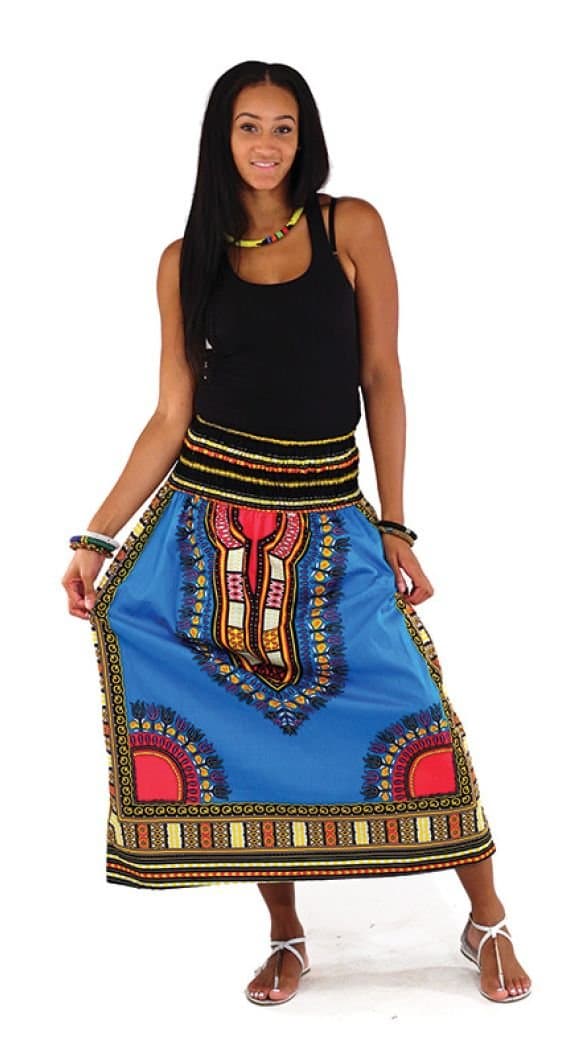 African Women's Traditonal Dashiki Print Maxi Skirt, One Size, Many Colors