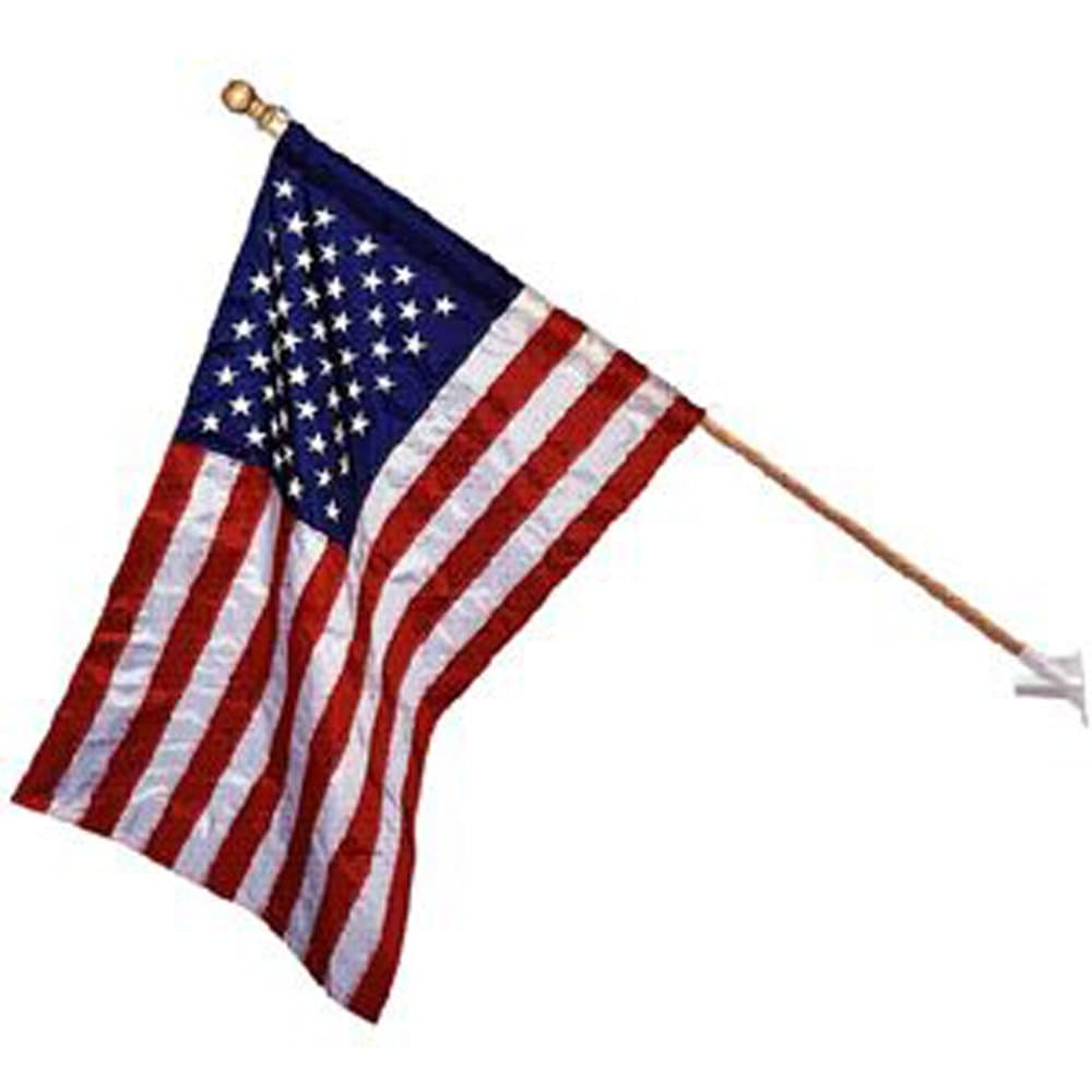 Heath Outdoor Products 25143 American Flag Kit - includes 2.5 by 4 Foot Nylon Flag, with 5 Foot Wooden, 2 Piece Pole