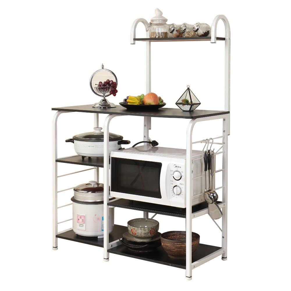 SogesPowerKitchen Baker's Rack 3-Tier+4-Tier Microwave Stand Storage Rack,Kitchen Utility Storage Shelf Organizer,Multifunctional Storage Shelf is Suitable for Kitchen, Living Room（Black）