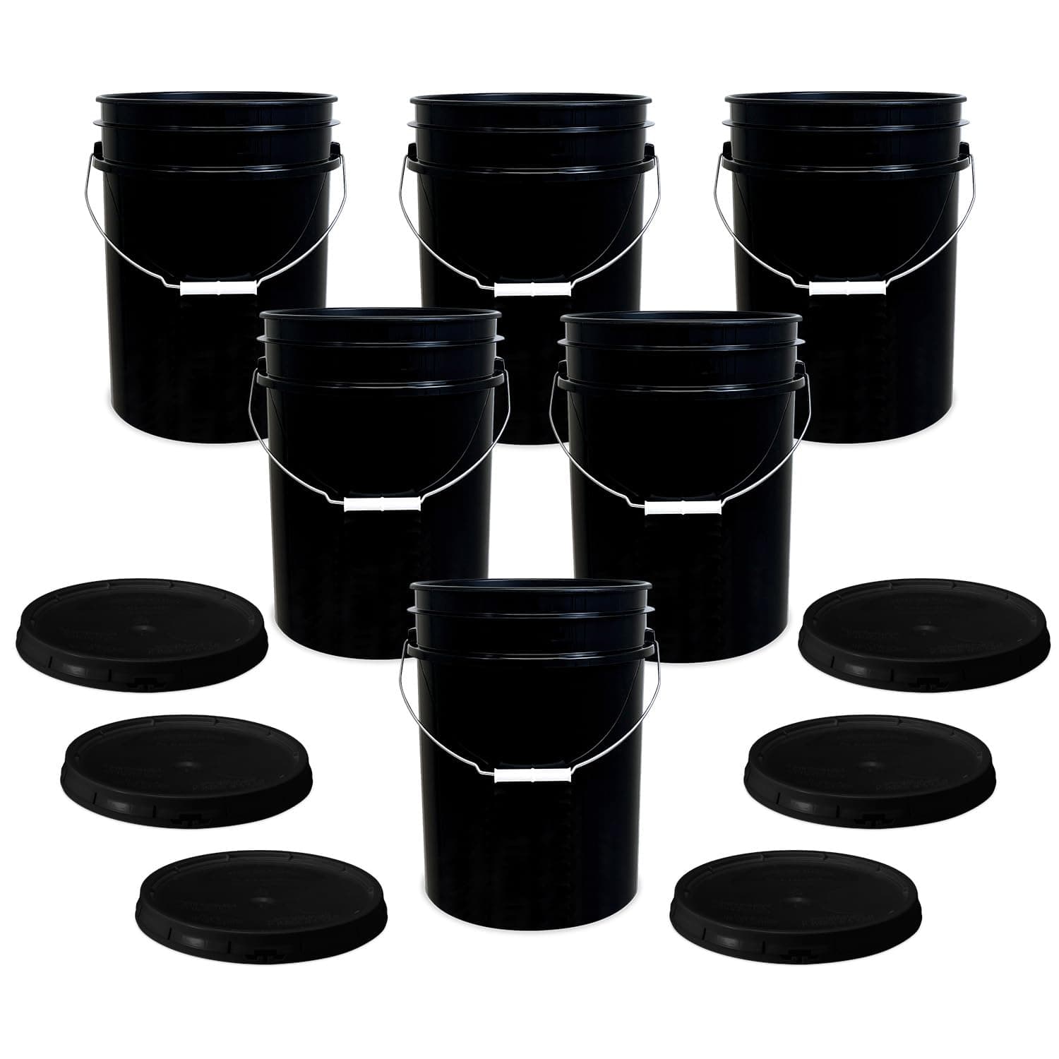 ePackageSupply 5 Gallon Bucket with Airtight Lid | Made in USA | Food Grade | Heavy-Duty Premium HPDE Plastic | Durable 90 Mil All Purpose Pail | Easy Stack and Store | BPA Free | 6 Count