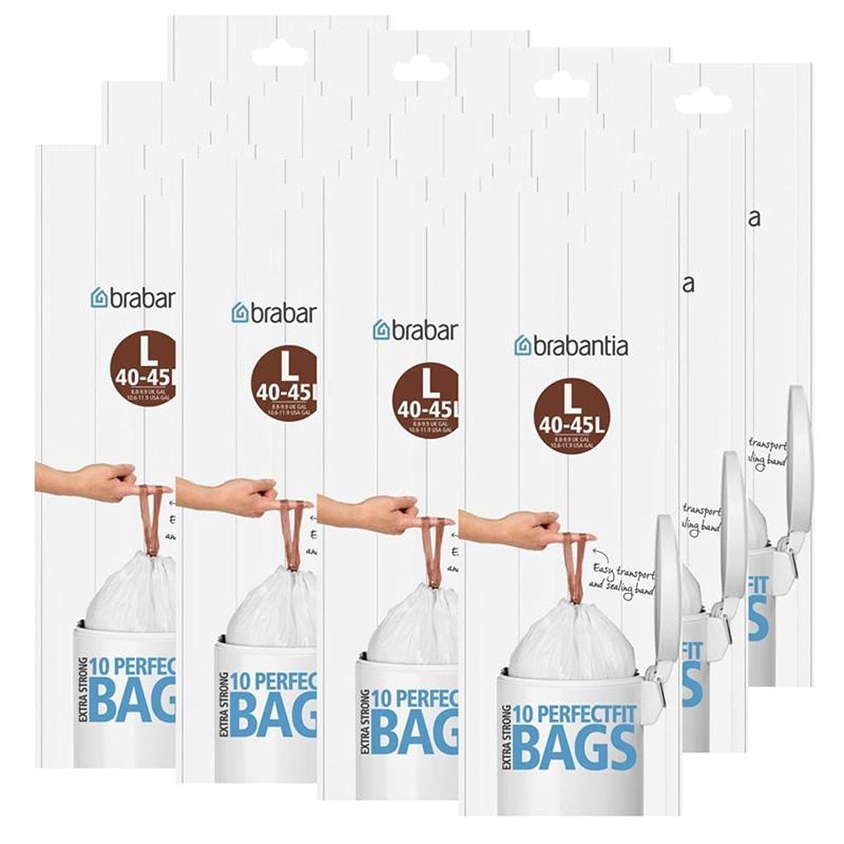 Brabantia 12 Rolls of 10 Type L 45 Litre Bin Liners (120 bags)