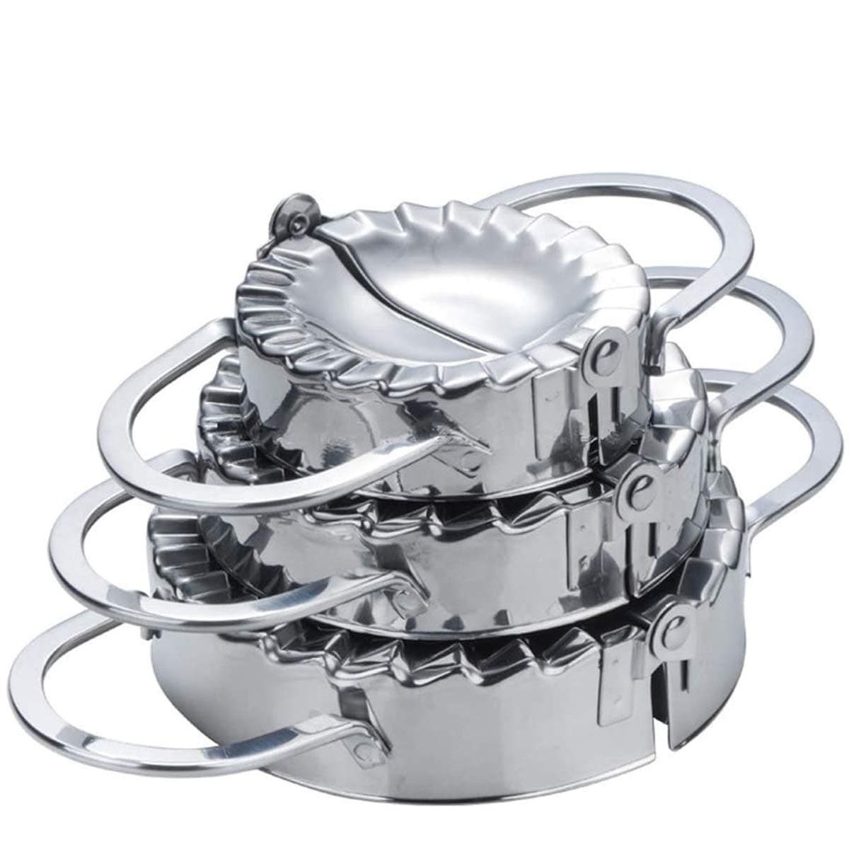 Ravioli Dumpling Maker Set, MKNZOME 3 Pcs Stainless Steel Manual Chinese Dumpling Pasty Molds Cutter Gyoza Empanada Mould Pierogi Pie Dough Pastry Wrapper Press Cutter