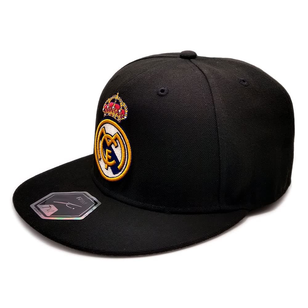 Real Madrid Officially Licensed Fitted Hat, Black, USA Size 7 5/8