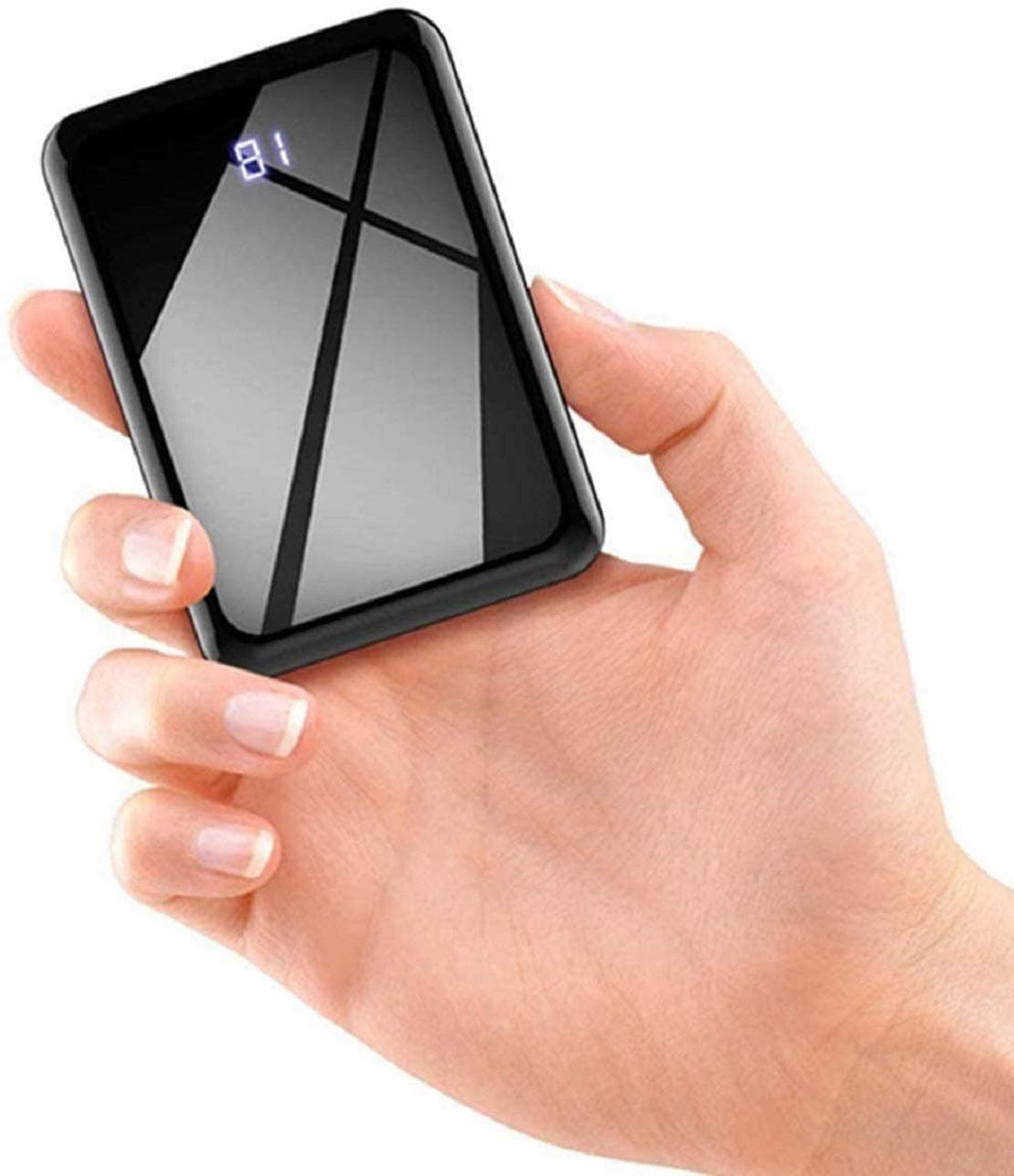 Lasuki Mini Power Bank 13800mAh Portable Charger Smallest and Lightest High Capacity with LCD Display 2 ports External Battery pack Compatible with Android/iPhone/iPad and More (Black)