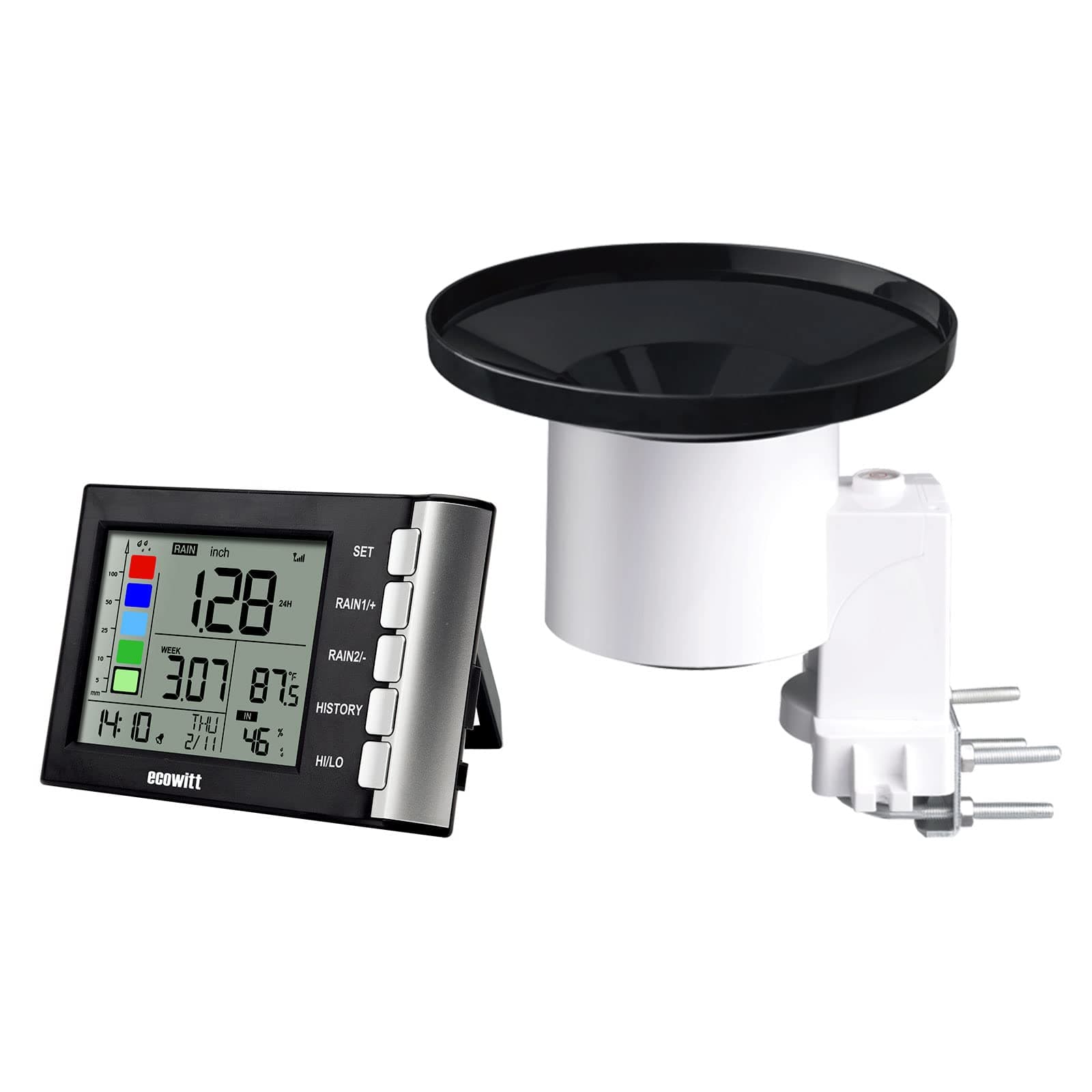 WH5360B Wireless Rain Gauge High Precision Digital 3-in-1 Weather Station with Indoor Thermometer and Hygrometer