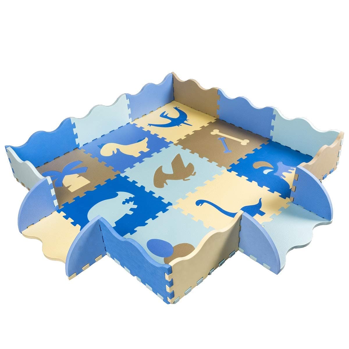 MECY Baby Play Mat with Fence-Mat for Playroom & Nursery | Neutral Color for Infants, Toddlers & Kids (Grey-White)