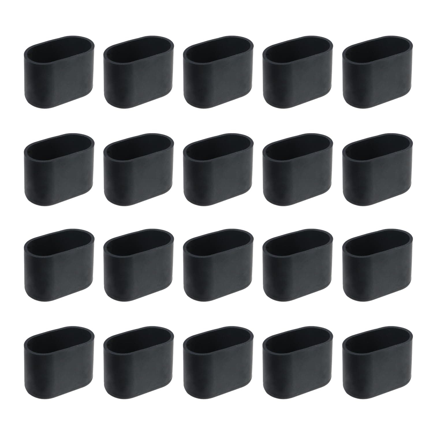 Geesatis 1.6" X 0.8" Black Furniture Feet Cover Table Chair Legs Pad Floor Protector, Oval, Rubber and PVC, 20 PCS