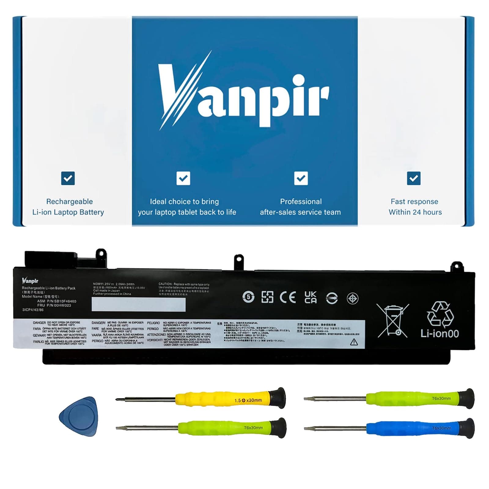 VANPIR 00HW023 00HW022 Laptop Battery Compatible with Lenovo ThinkPad T460s T470s Series Notebook SB10F46474 SB10F46461 SB10F46460 SB10F46475 00HW036 00HW037