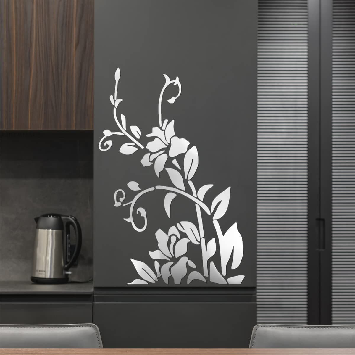 Mirror Art Wall Murals for Living Room Decor - Floral Wall Murals Peel and Stick Self Adhesive Wall Stickers for Bathroom Decor - 3D Wall Art Flower Wall Decals Mirror Wall Stickers Wall Decor