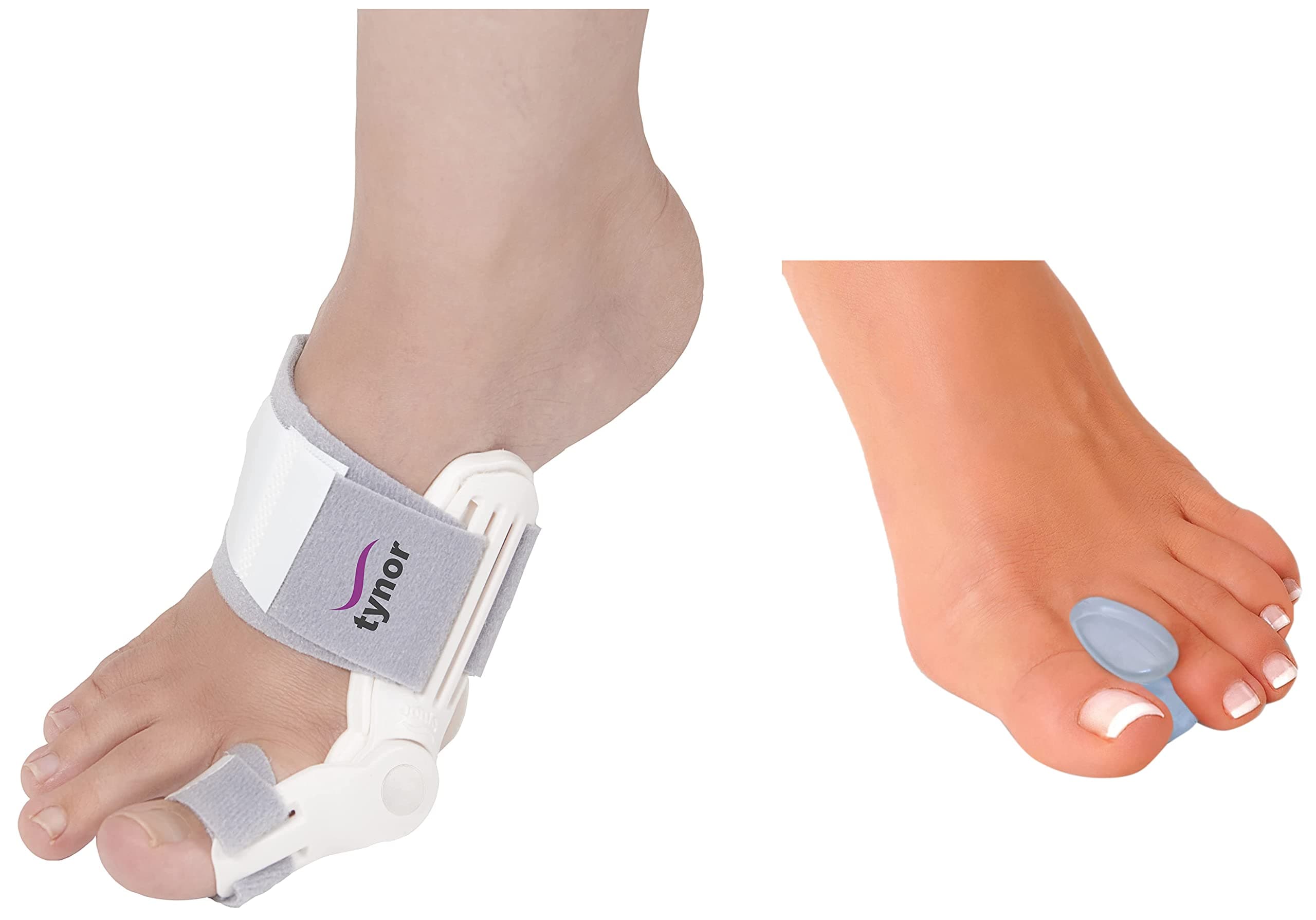 TYNOR Bunion Splint, White, Universal Size, 1 Unit Toe Separator Silicone, White, Large, Pack of 2