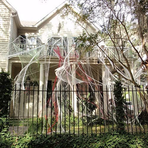 Halloween Spider Webs Stretchable (400 Square Feet) Extra Large | Indoor & Outdoor Spooky Cobwebs with 28 Fake Black Spiders Halloween Decorations
