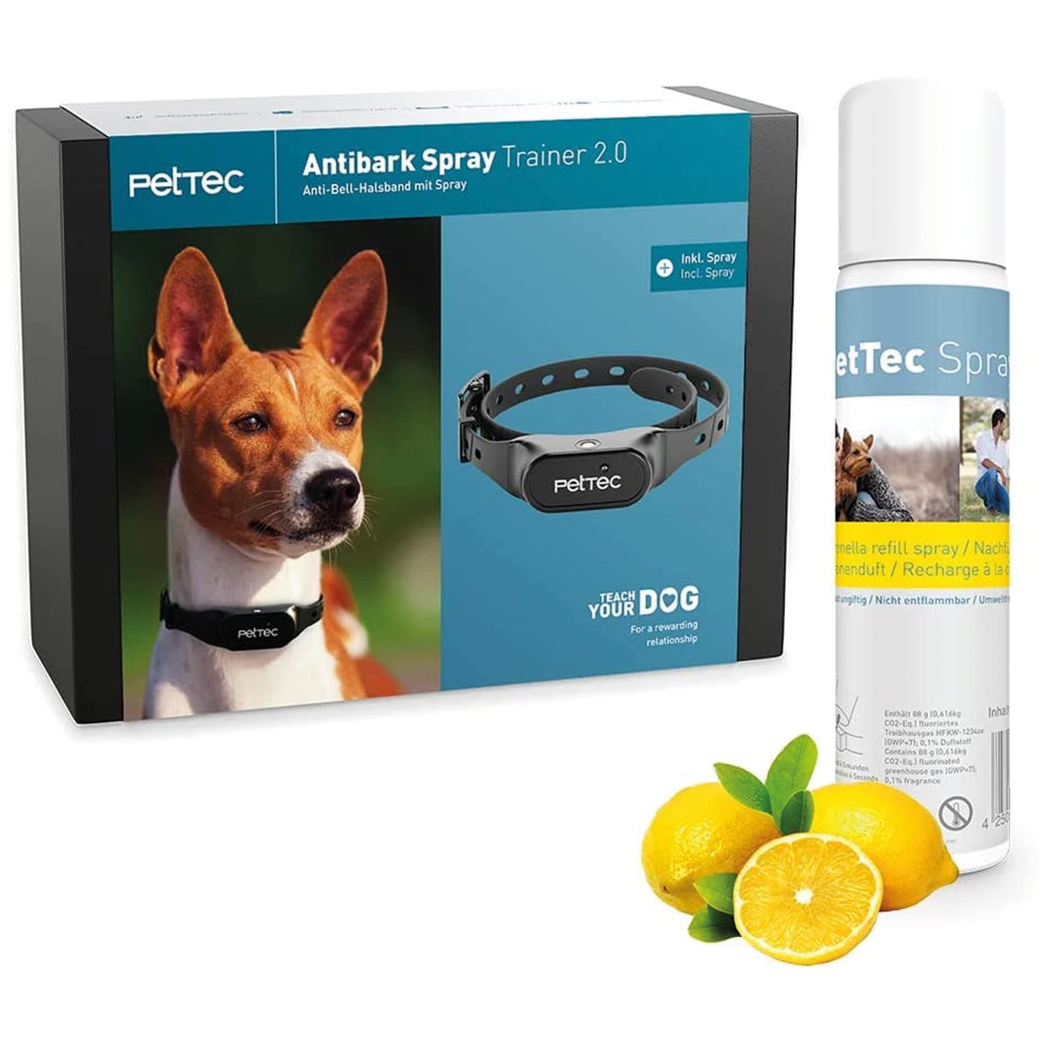 Antibark Spray Trainer 2.0, Collar for Dogs with Automatic Spray Signal, incl. Spray with Lemon Scent, Anti Bark Training Collar Stops Barking in Small and Large Dogs