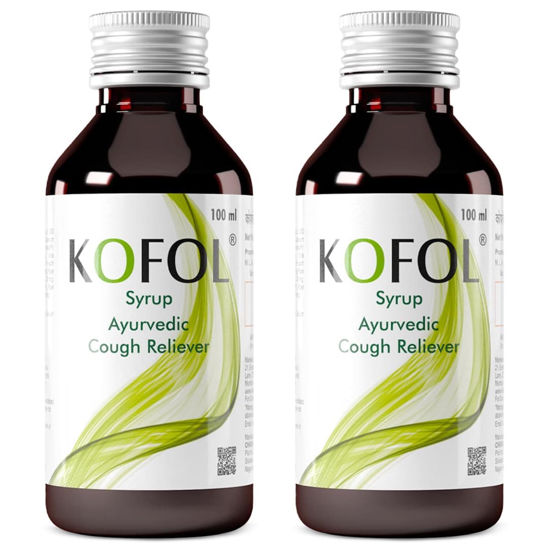 - Kofol Ayurvedic Cough Syrup | Relief from Dry & Wet Cough | Non-Drowsy, Non-Alcoholic Ayurvedic Cough Syrup for All Ages | Soothes Sore Throat & Reduces Cough - 100 ml (Pack of 2)