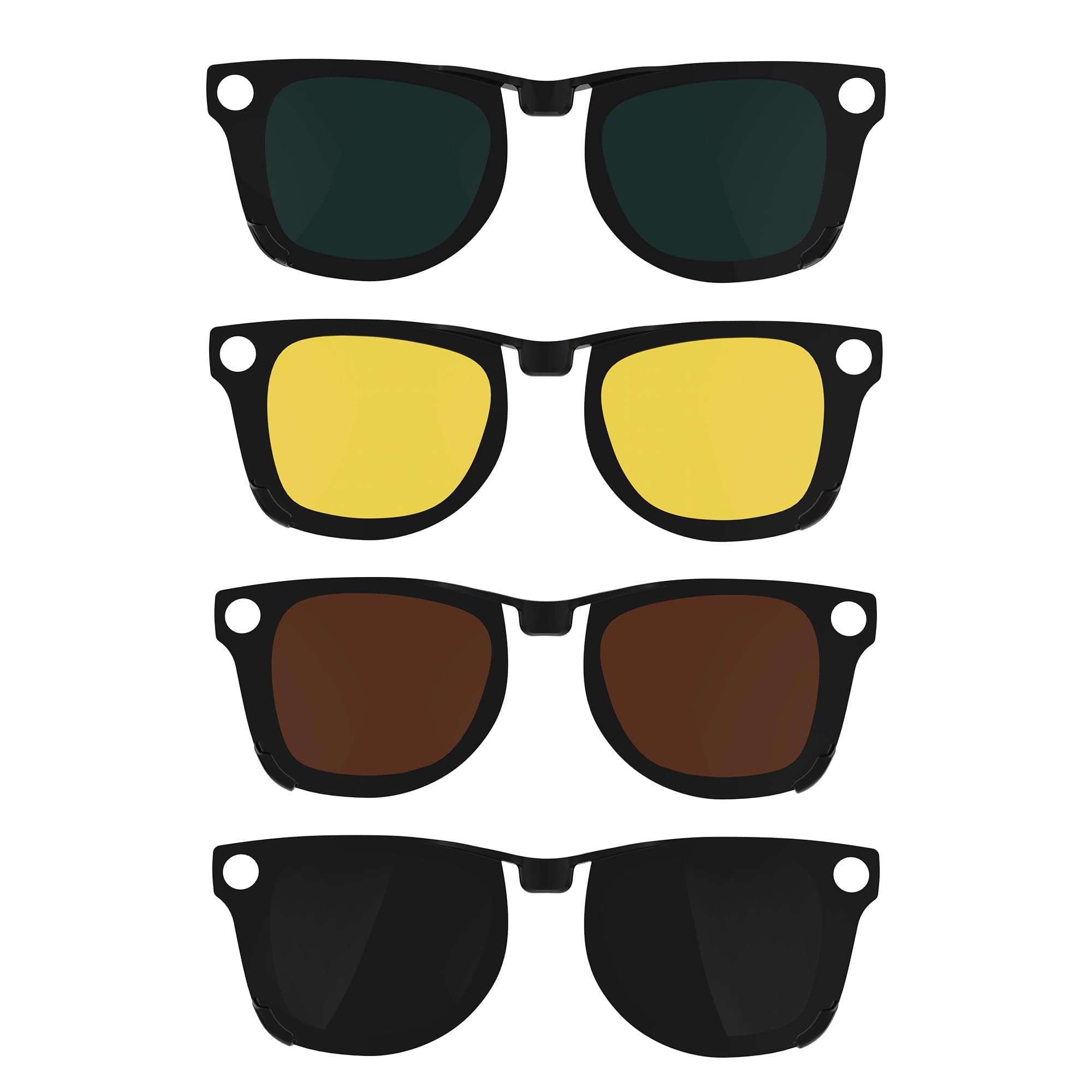 4Pcs Polarized Clip for Ray-Ban Meta Wayfarer RW4008 & Gen 2 RW4012 Large (53-22), Discoloration Clip-on for Meta Wayfarer Gen 2 Protect Your Eyes, Cool and Fashion (Black+Green+Brown+Yellow)