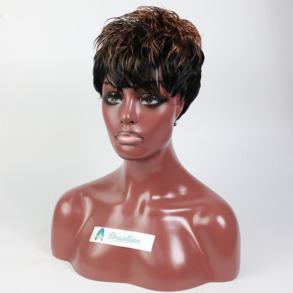 Youmily Short Wig Stylish Wigs Heat Resistant Black Synthetic Wig for Cosplay Daily Party Wig