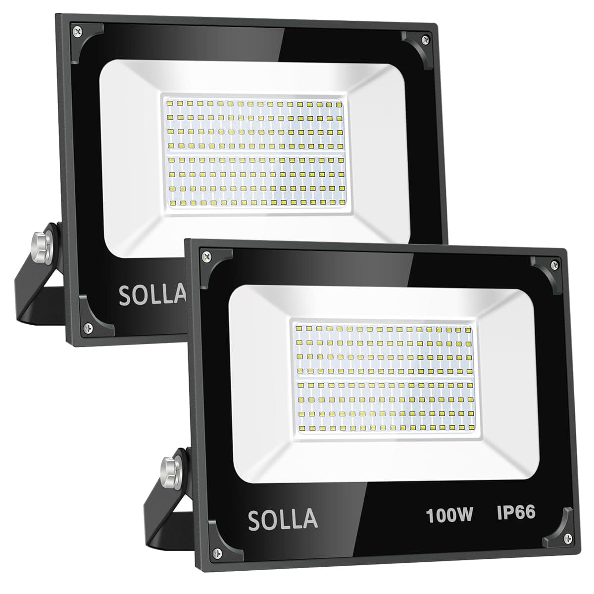 SOLLA 2 Pack 100W Led Flood Light, 10000lm 3000K Warm White Exterior Flood Lighting, Outdoor Indoor Flood Light Fixture Landscape Security Floodlight Spotlight for Yard, Garden, Garage, Rooftop