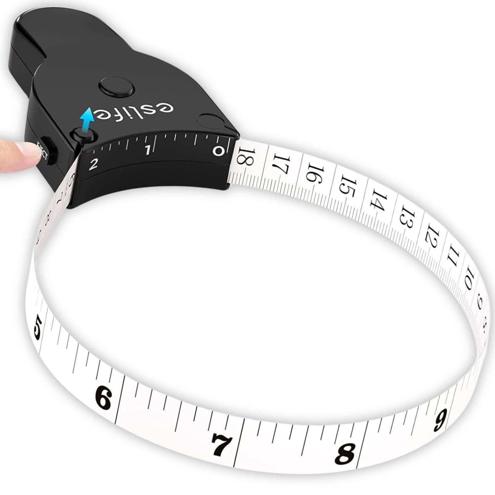 Body Measuring Tape [Auto Lock & Eject Retract] 60'', esLife One Hand Selft Accurate for Tracking Weight Loss, Tailoring, Crafts, Item Measurement Black