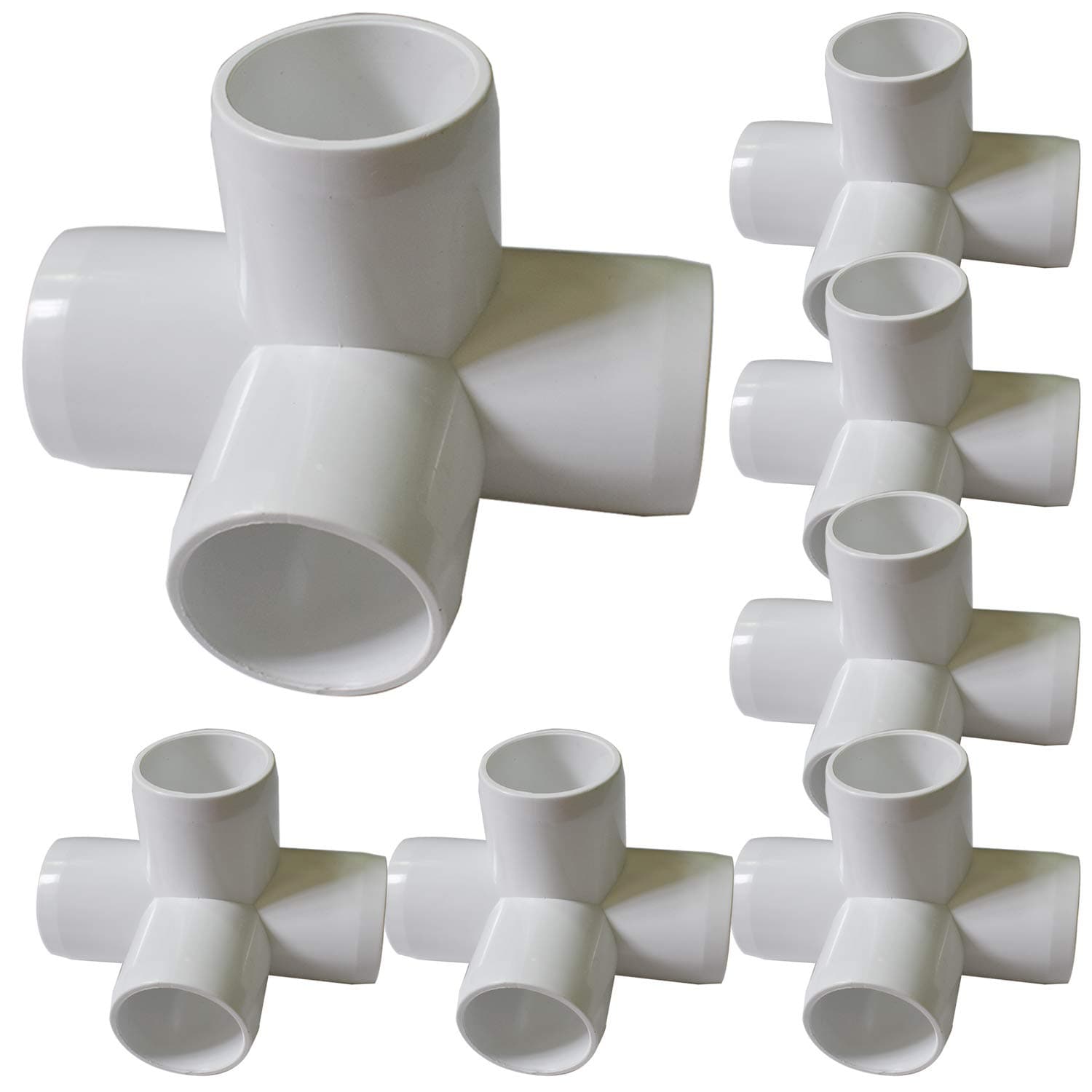 8Pack 4-Way PVC Fittings, 1" Furniture Grade Elbow Fitting for Building Heavy Duty PVC Furniture, SCH 40 4-Way Side Outlet Tees, PVC Conner Fittings for Greenhouse Shed Pipe Fittings Tent Connection
