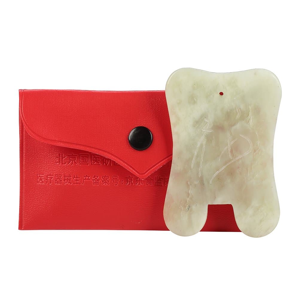 Natural Jade Gua Sha Scraping Massage Tool with Carved Chinese Character “Blessing", high Quality Xiuyan Jade from Peking, China.Wonderful Tools for SPA Treatment