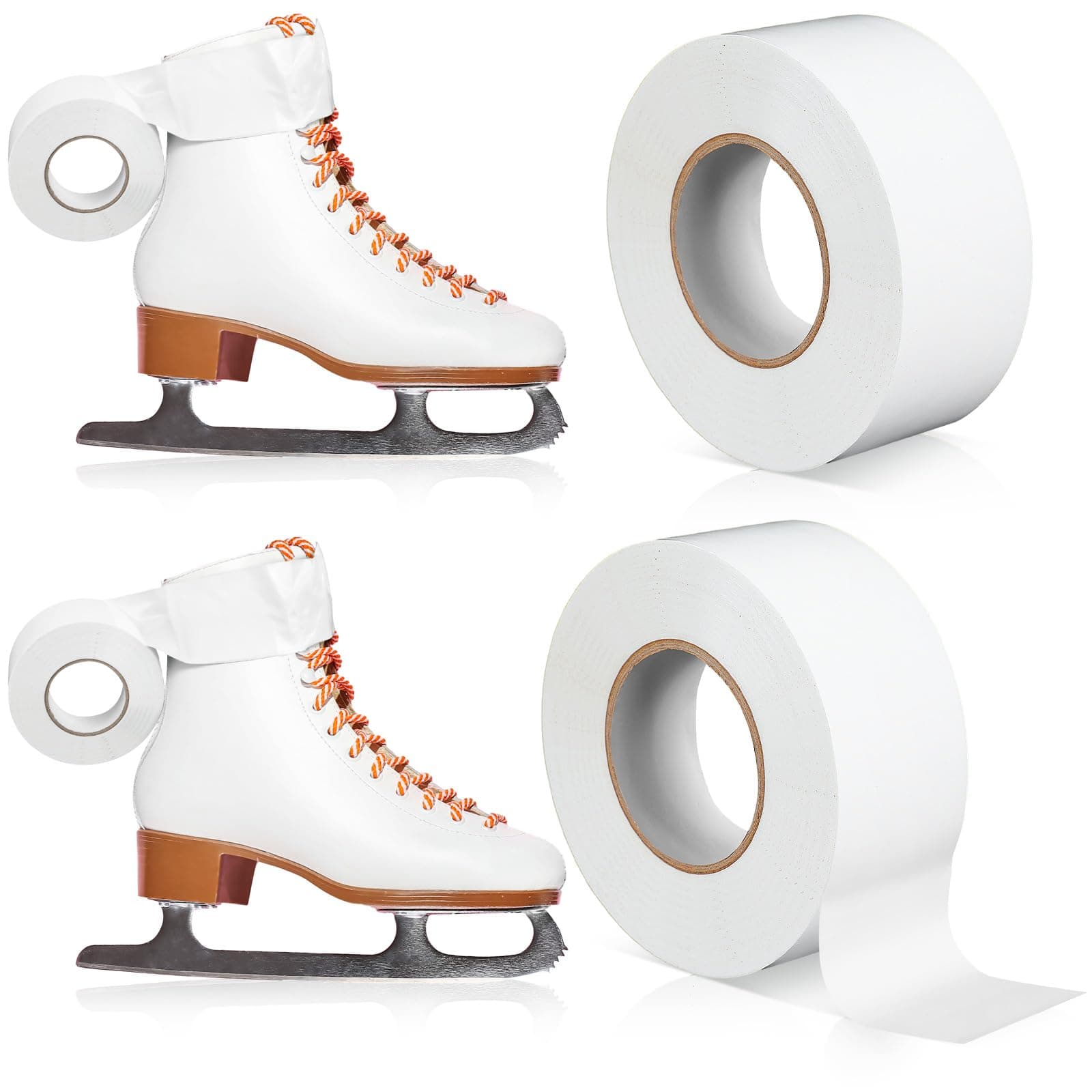 Jexine 2 Roll 98ft White Figure Skate Tape 1.5 Inch Waterproof Sport Tape for Athletic Hockey Ice Skating Boots Laces Protector Accessories