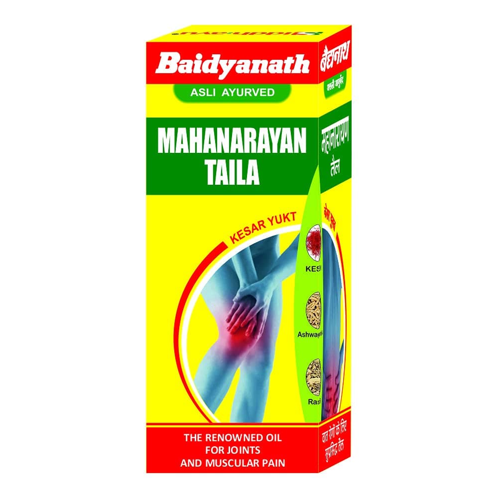 Baidyanath Mahanarayan Tel Massage Oil Helps Relieve Joint Pain, Natural, 50 ml, Pack of 2