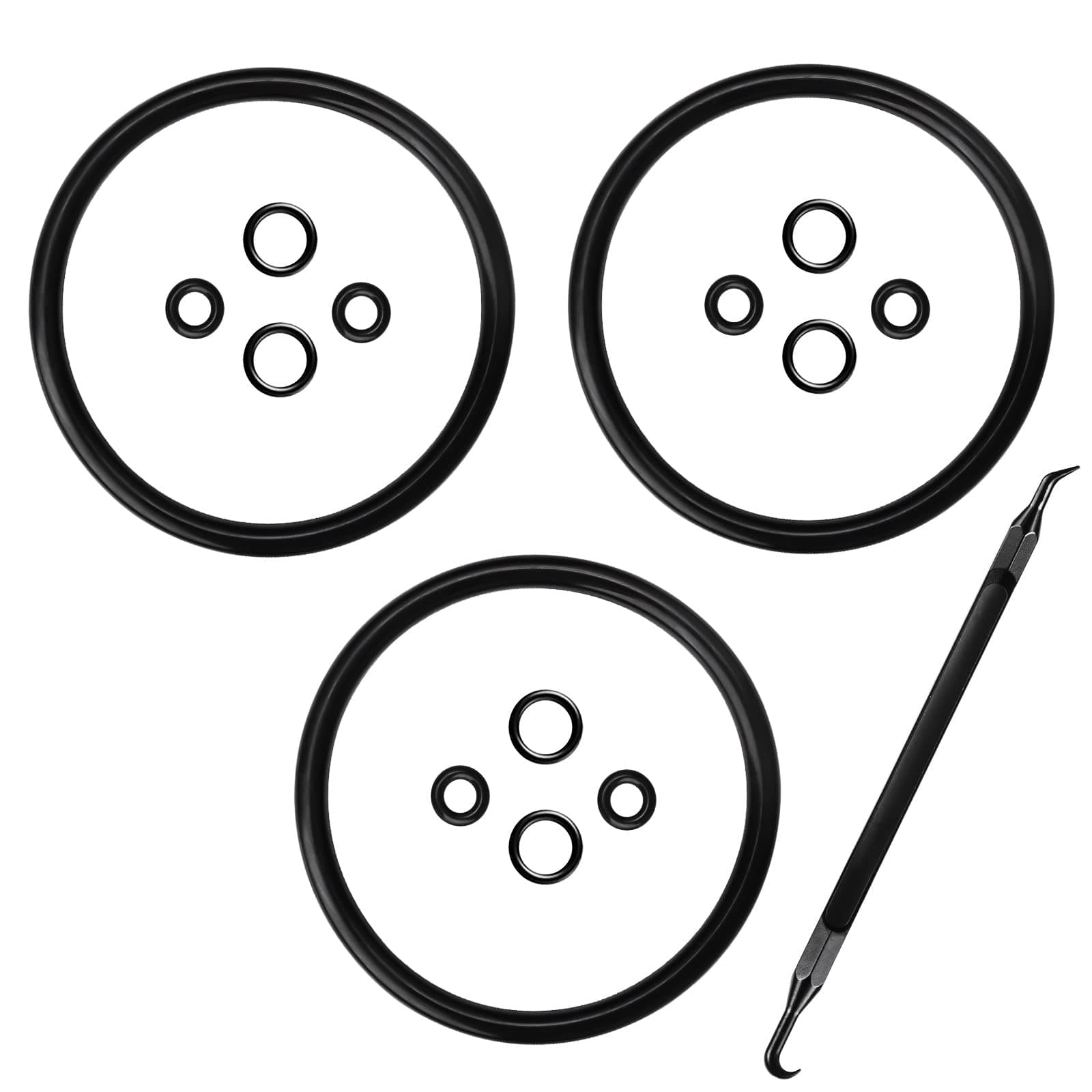 Ferroday 3 Set Keg Lid O-Ring Gasket Set for Cornelius Keg - Dark Black Rubber-based Compound - 3 Count