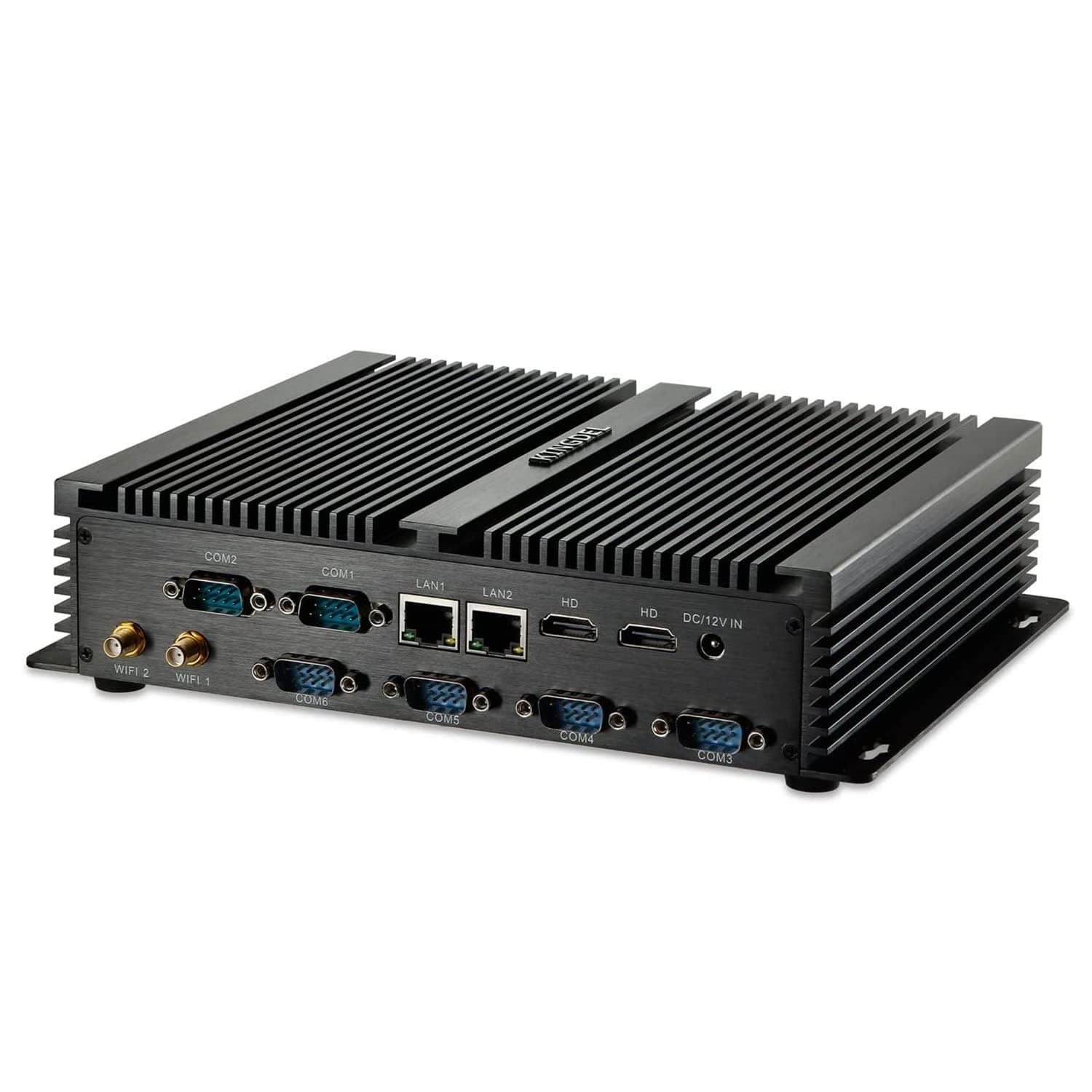 Fanless Mini Desktop Computer, Windows 10 Industrail PC with Intel i7-5550U Broadwell CPU, 8GB RAM, 128GB SSD, 2xNICs, 2xHDMI, 4xUSB 3.0, 6xCOM RS232, WiFi