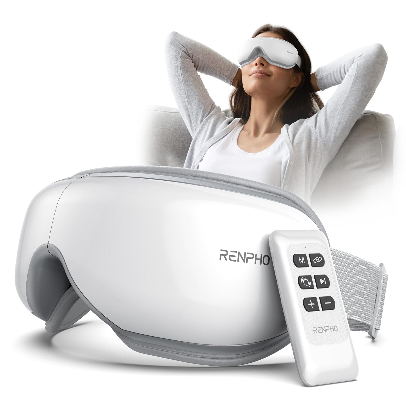 RENPHO Mothers Day Gifts for Mum & Birthday Gifts, Eyeris 1 Eye Massager with Heat, Heated Eye Massage Mask with Remote, Vibration and Bluetooth Music, Eye Mask for Sleeping, Dry Eyes