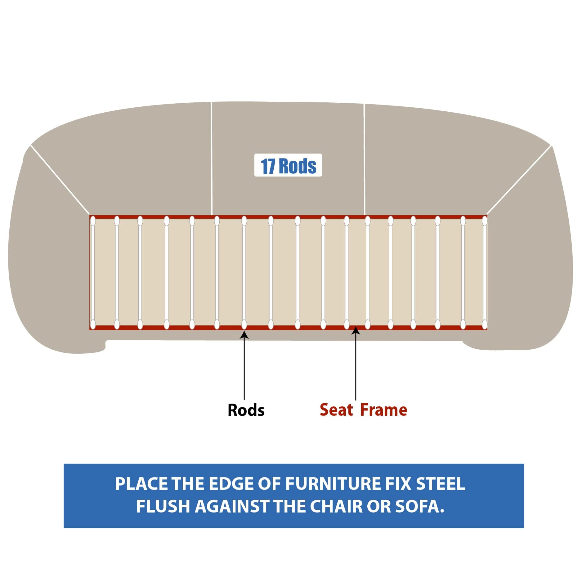 Product Trend Furniture Fix Steel for Chair, Sofa, Loveseat, Mattress, or Couch-Cushion Support, Supercomfortable Nonslip Adjustable Seat Support, Extend Furniture Life, (66 x 17) Inches Deep (Beige)