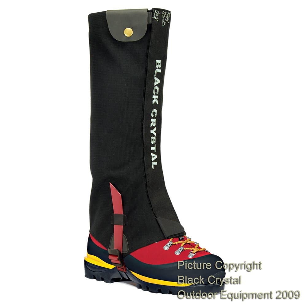 Black Crystal Ice Climbing Ski Snow Gaiters Waterproof Nylon Men's Black Size Small