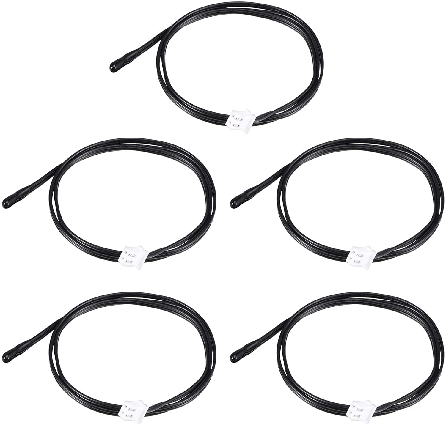 5Pcs 10K Temperature Sensor Probe, Waterproof Temp Sensor Probe 3950 NTC Temp Sensor Probe, Digital Temperature Transmitter Extension Cable-Rubber Head