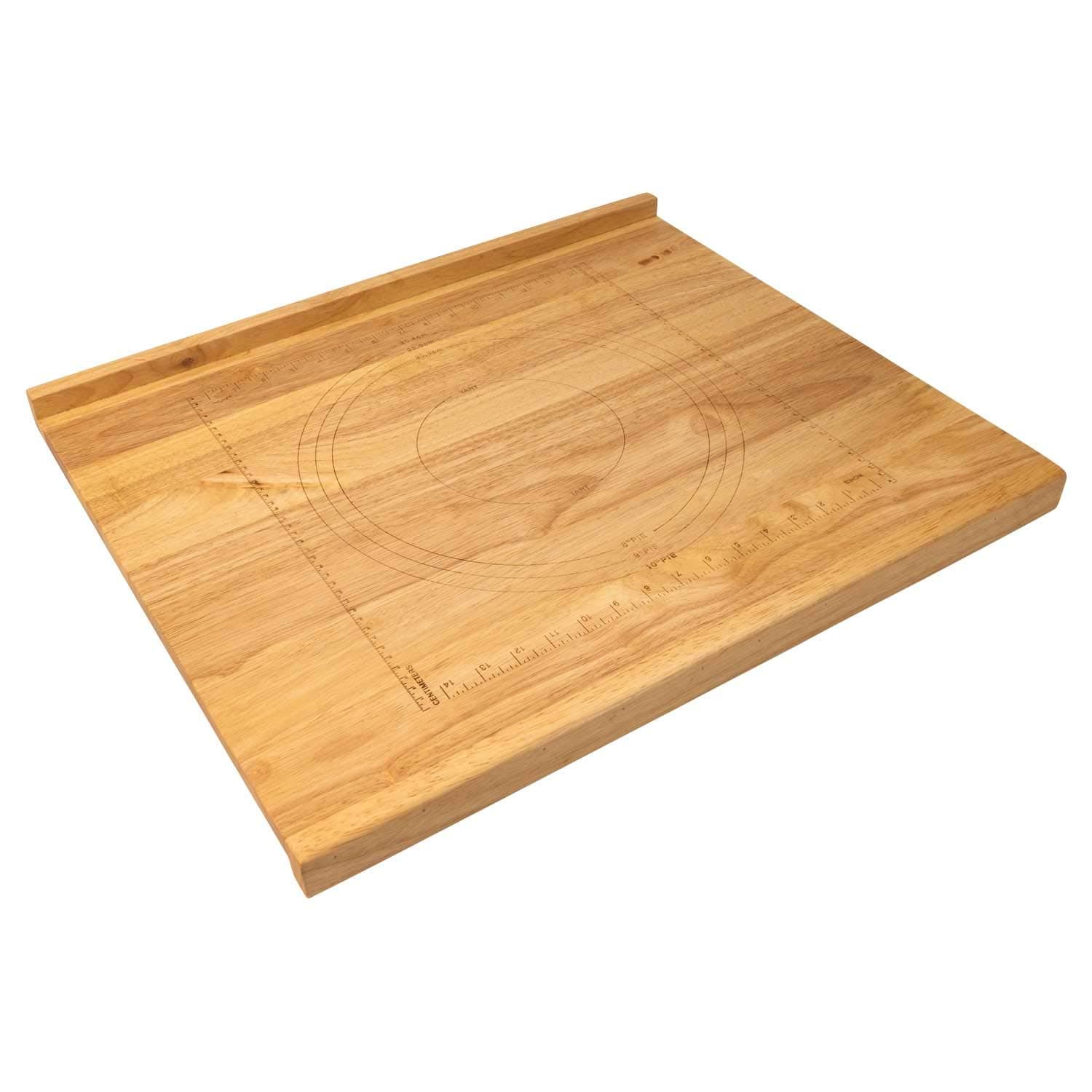 Zelancio Reversible Wooden Pastry Board with 10-Inch Ruler, Includes, 9-Inch and 10-Inch Pie Template, with Front and Back lip