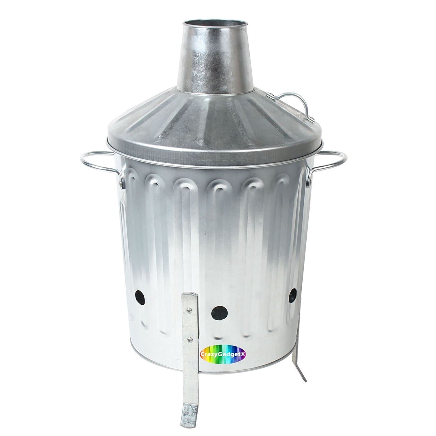 15 Litre 15L Small Garden Galvanised Metal Incinerator Fire Burning Bin for Wood Paper Leaves