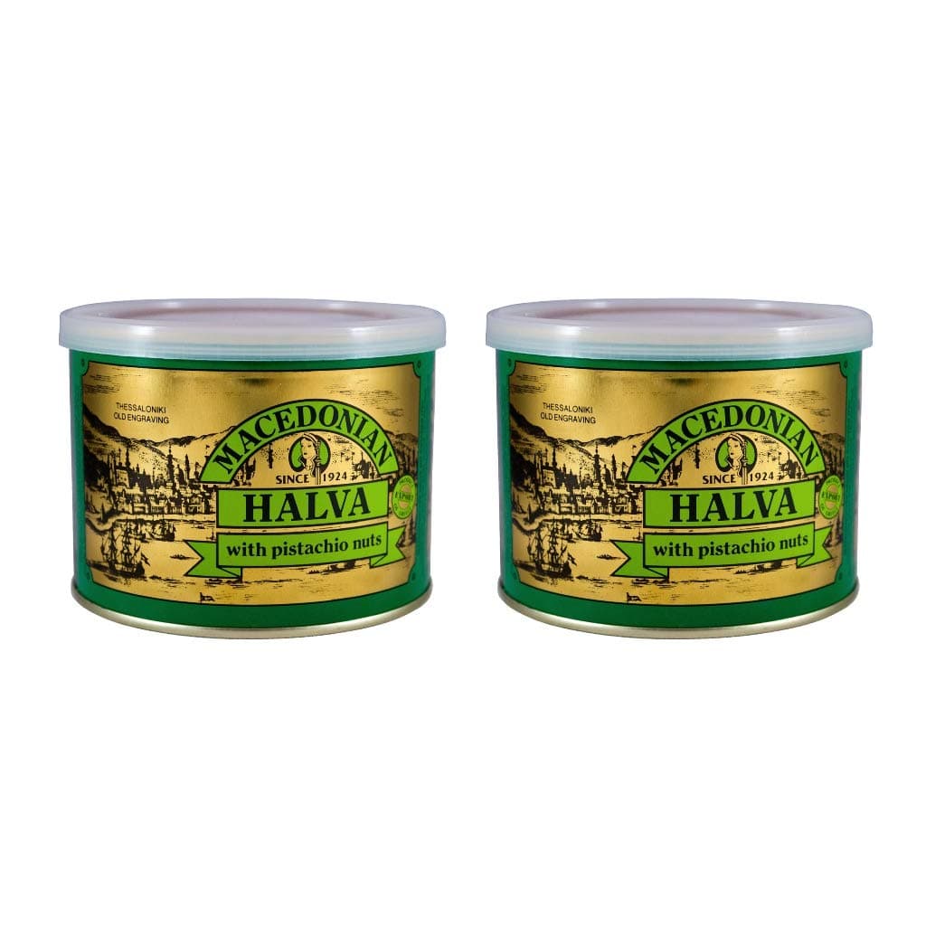 Greek Macedonian Halva with Pistachio Nuts Net Weight 1kg Tin can