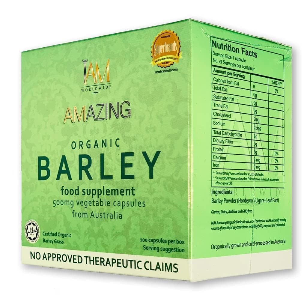 IAM WORLDWIDE Amazing Organic Barley Capsule from Australia 100 Capsules x 500 mg