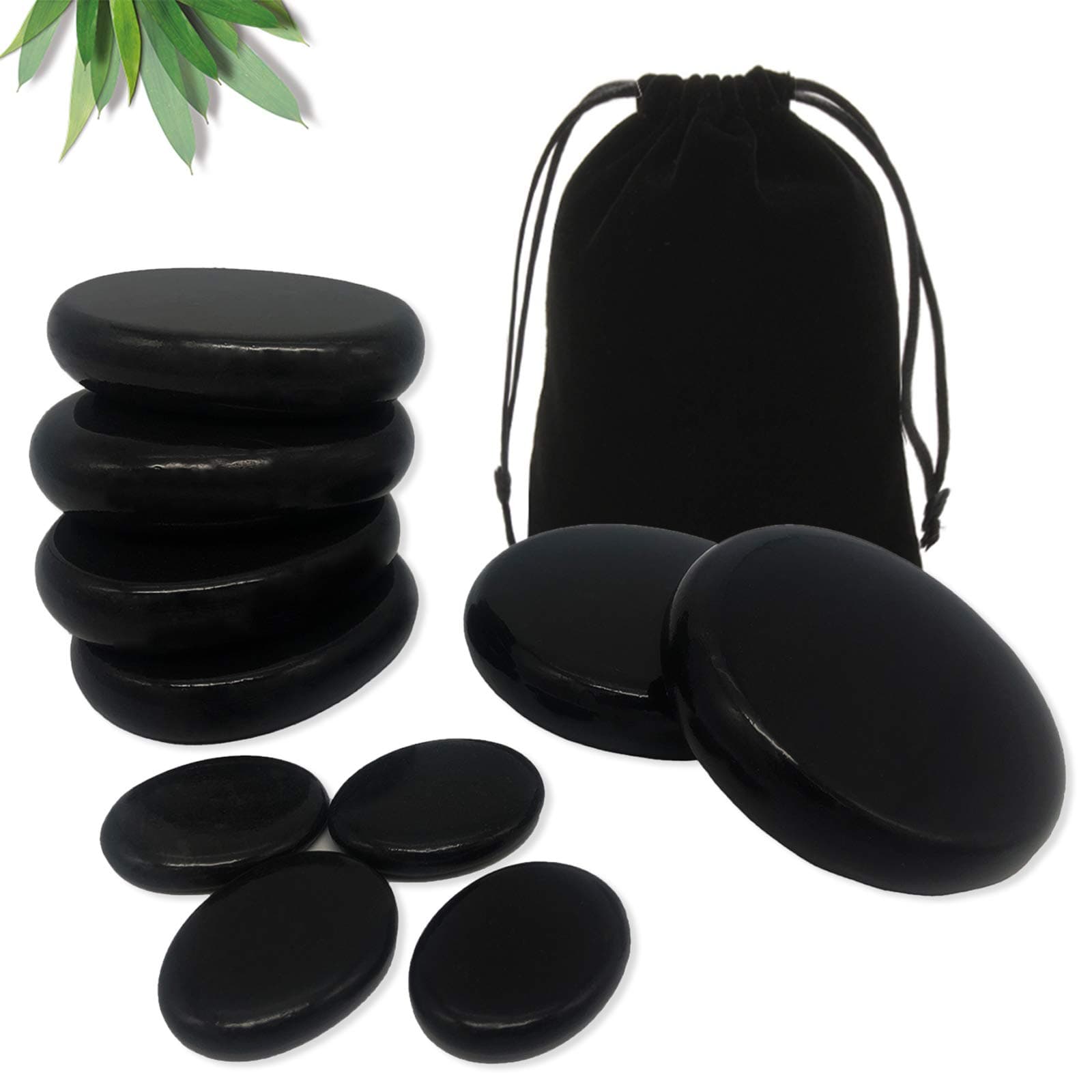 Basalt Massage Rocks, 10 pcs Hot Stone Massages Set, Warmer Stones for Professional or Home Spa, Relaxing, Healing, Pain Relief