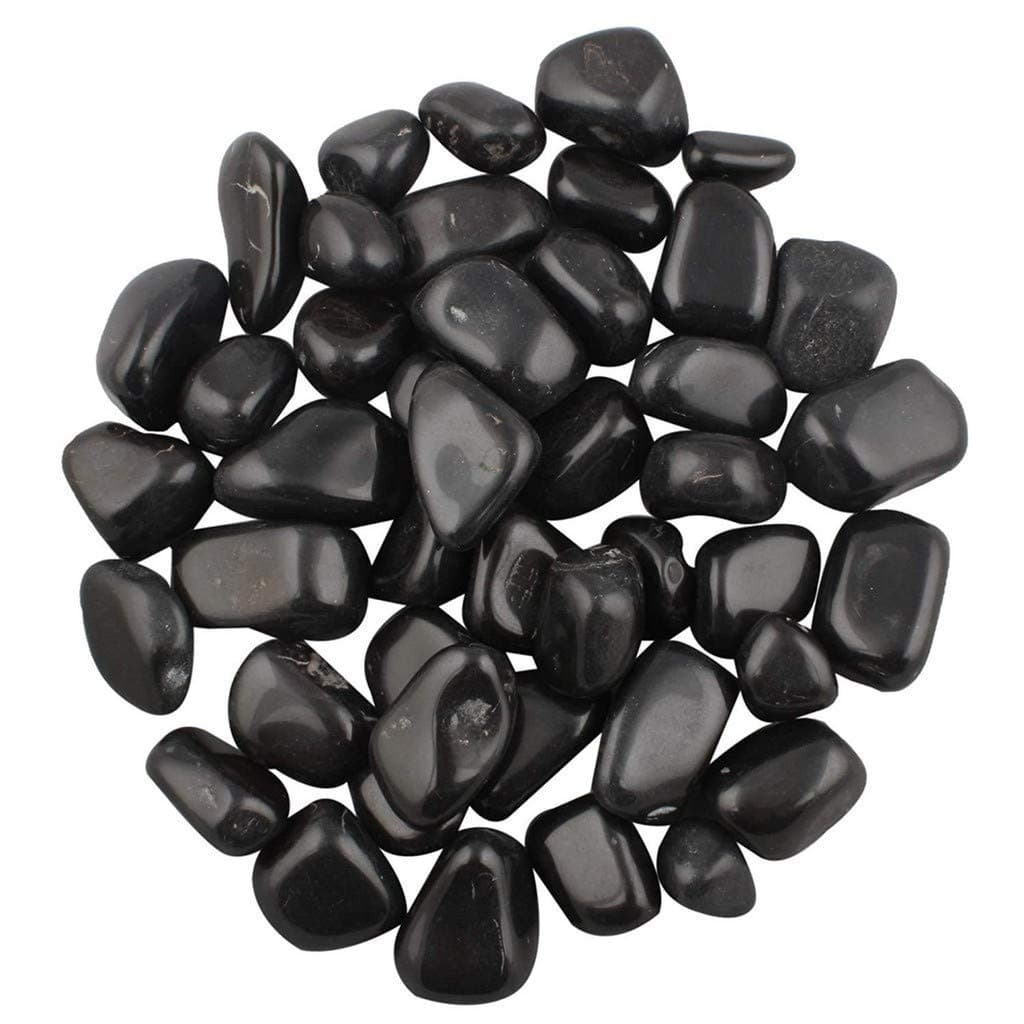 Schmick 1 Kg Black Pebbles Stones for Plants Pots, Fish Tank Aquarium, Decoration, Garden, Table and Home Decor, Vase Fillers (1 Kg, Black Stone)