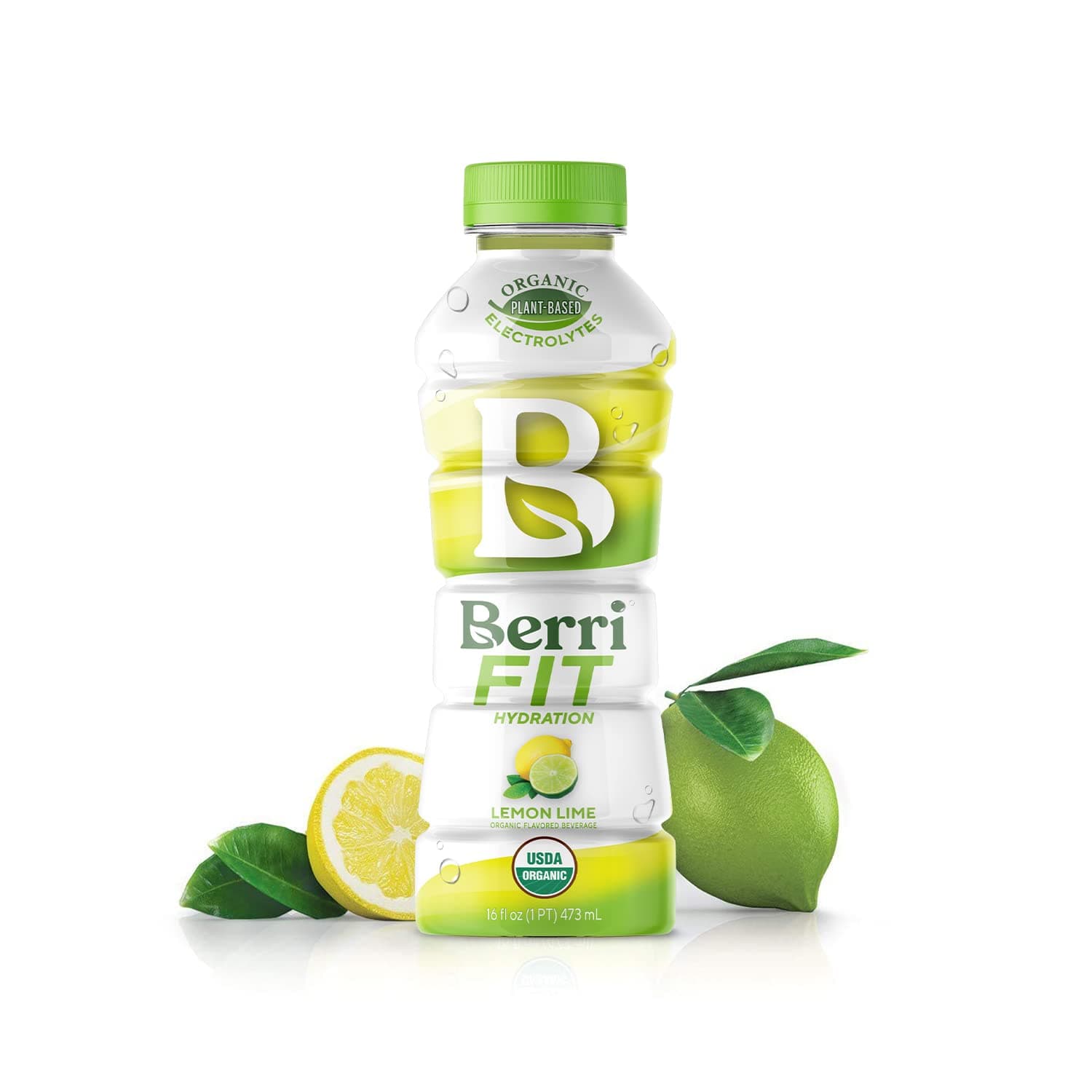 Berri Fit Hydration - Organic Lemon Lime Flavor Natural Sports Drink - Plant-Based Electrolyte Beverage – Low Calorie, Paleo Coconut Water Solution, 16oz, 12ct