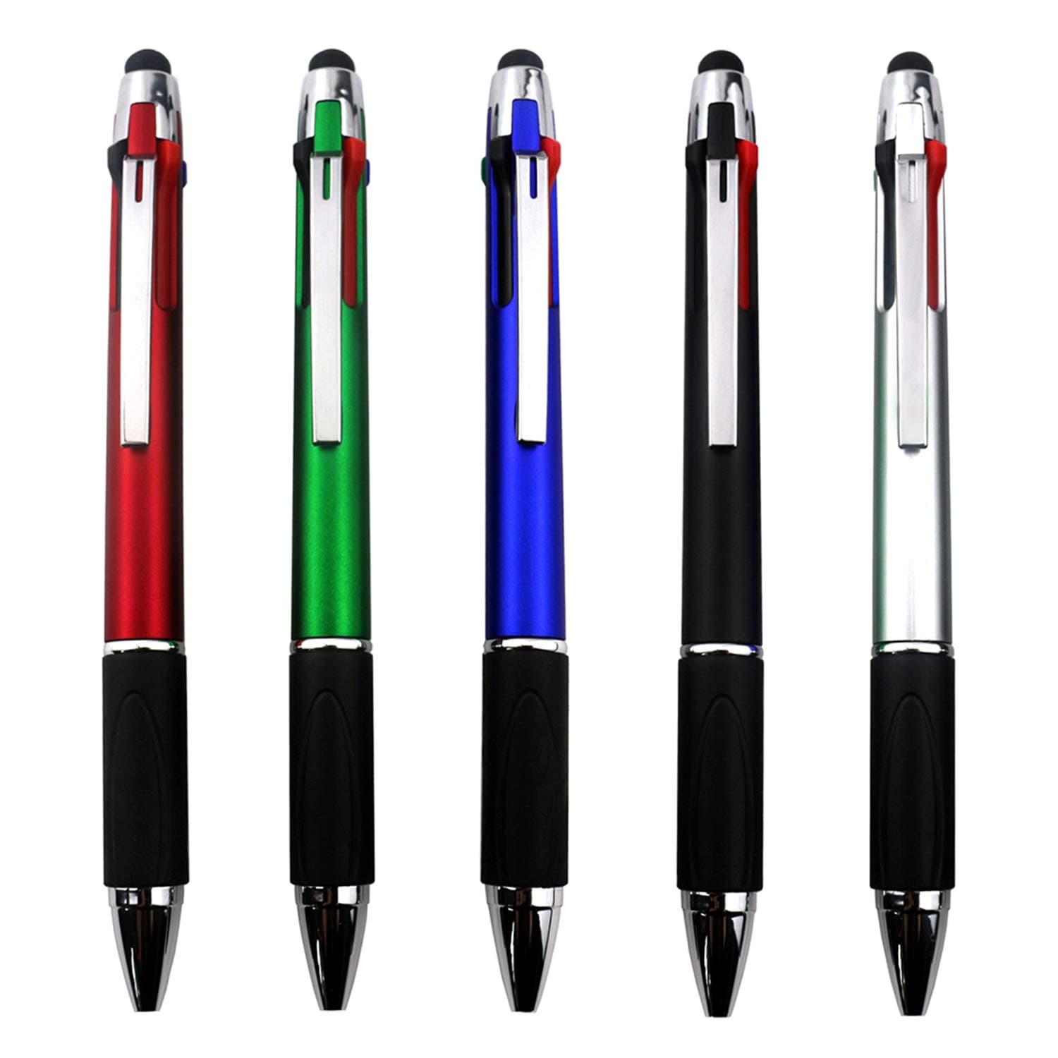 MiSiBao 4-Color Ballpoint Pen Multi Colored Pens in One Medium Point (1.0mm) Touch Screen Stylus, 5-Count