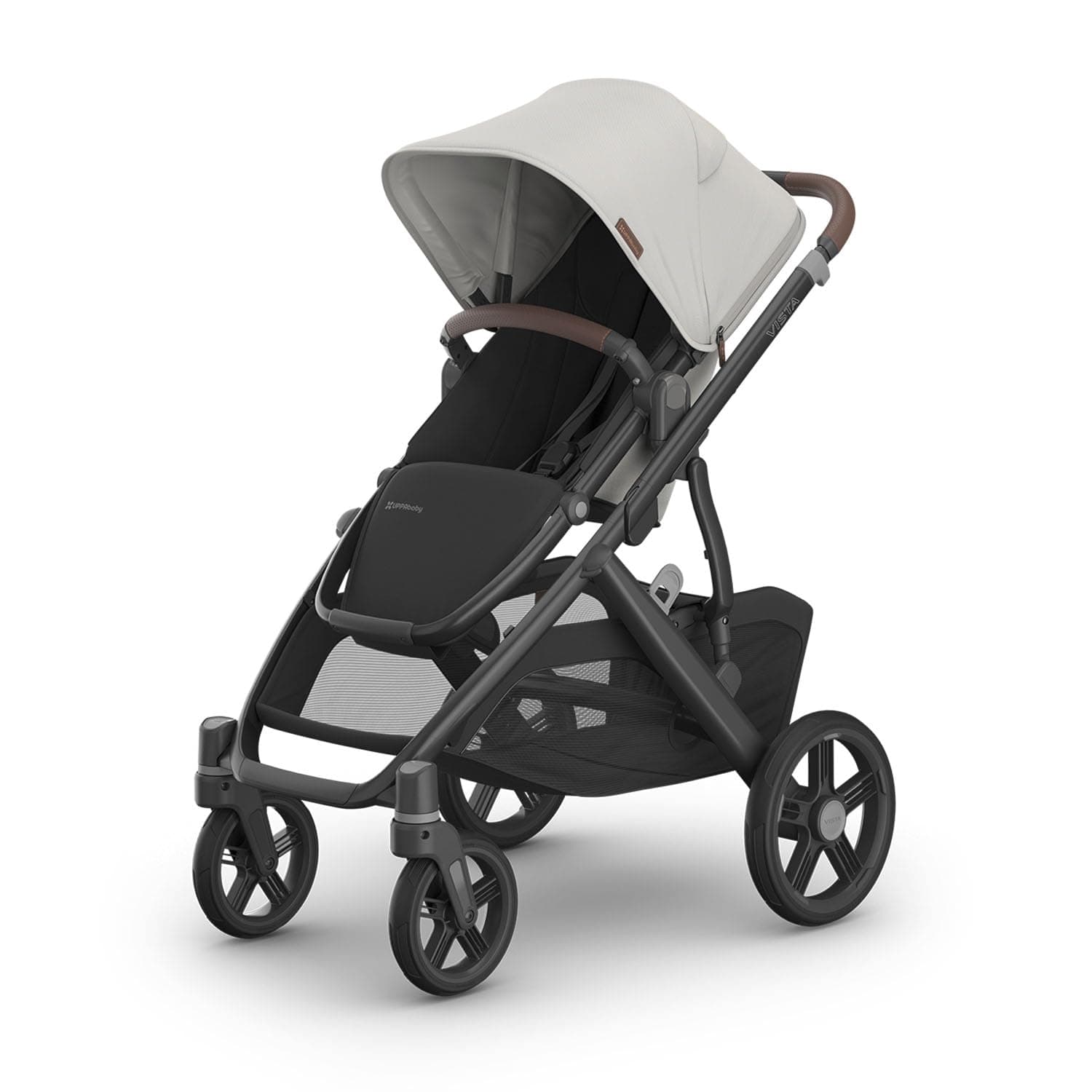 Vista V3 Convertible Single-to-Double Stroller for Baby & Toddler, 30+ Configurations, Car Seat Compatible, All-Wheel Suspension, XL Basket – Savannah (Pearl Grey Jacquard/Carbon Frame)