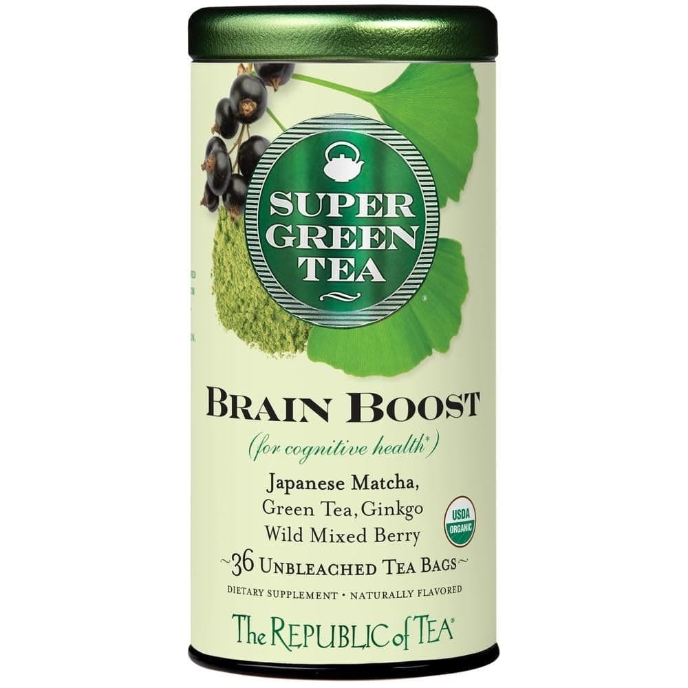 The Republic of Tea - Brain Boost SuperGreen Green Tea, Ginkgo Biloba, and Matcha Tea Blend (36 Tea Bags)
