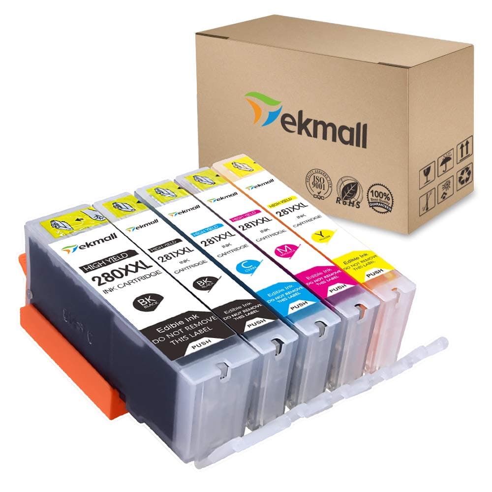 Tekmall Bakery Ink for Cake, PGI-280XXL PGI 280 CLI-281XXL CLI 281 Bakery Ink Cartridge, Work with Cake Printer Pixma TS6120 TS6220 TR7520 TR8520 TS9520 TS9521C TS8120 TS8220 TS9120,5Pack