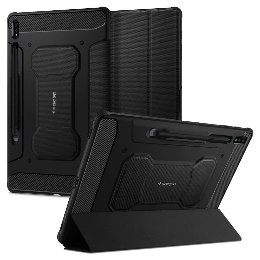 Spigen Rugged Armor Pro designed for Samsung Galaxy Tab S8 PLUS case cover (2022) / Galaxy Tab S7 Plus case (2020) with S Pen Holder - Black