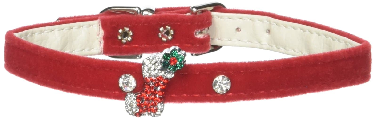 Mirage Pet Products Candy Cane Charm Collar for Dogs, 12-Inch, Red Velvet