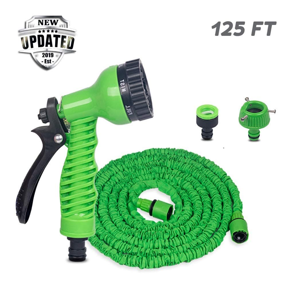 Nwlzx Garden Hose Retractable 3 Times Spray Gun 7 Functionhigh Pressure Car Wash Water Gun 25FT/50FT / 75FT / 100FT /125FT/ 150FT/ 175FT/ 200FT/ 250FT-125FT-Green