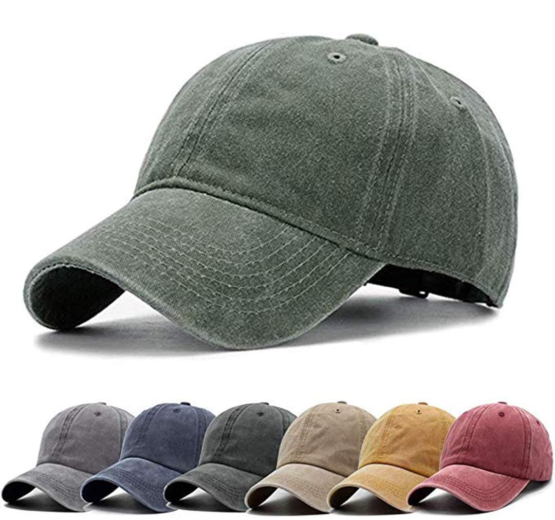 Men Women Baseball Cap Vintage Washed Distressed Hats Twill Plain Adjustable Dad-Hat