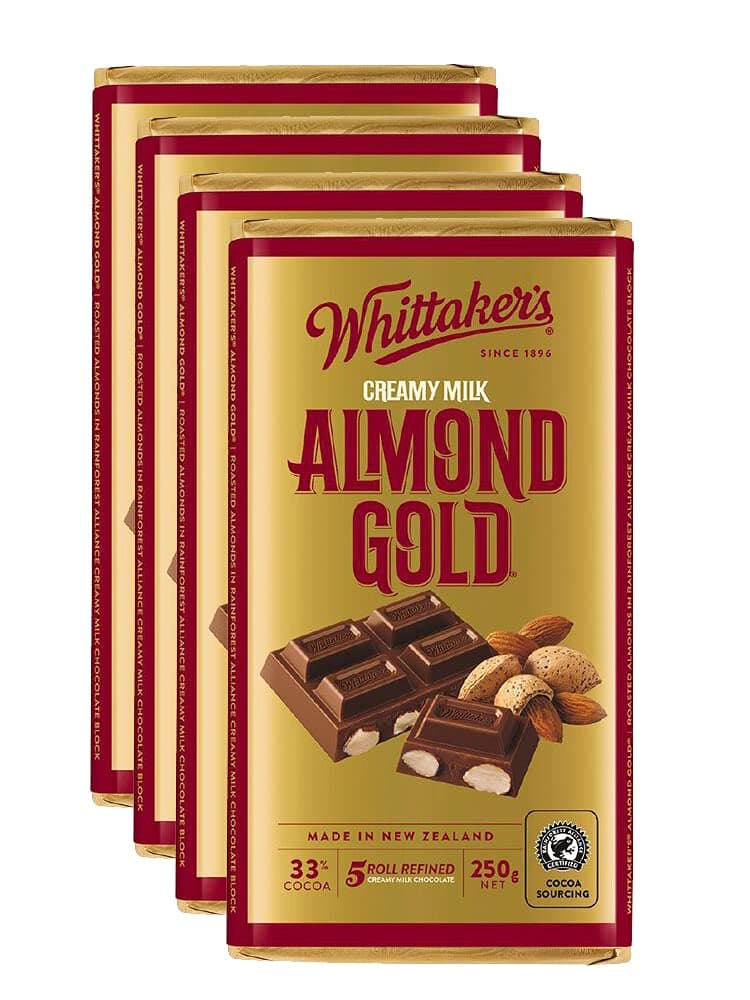 Almond Gold Chocolate Block 250g (Pack of 4) (Made in New Zealand)