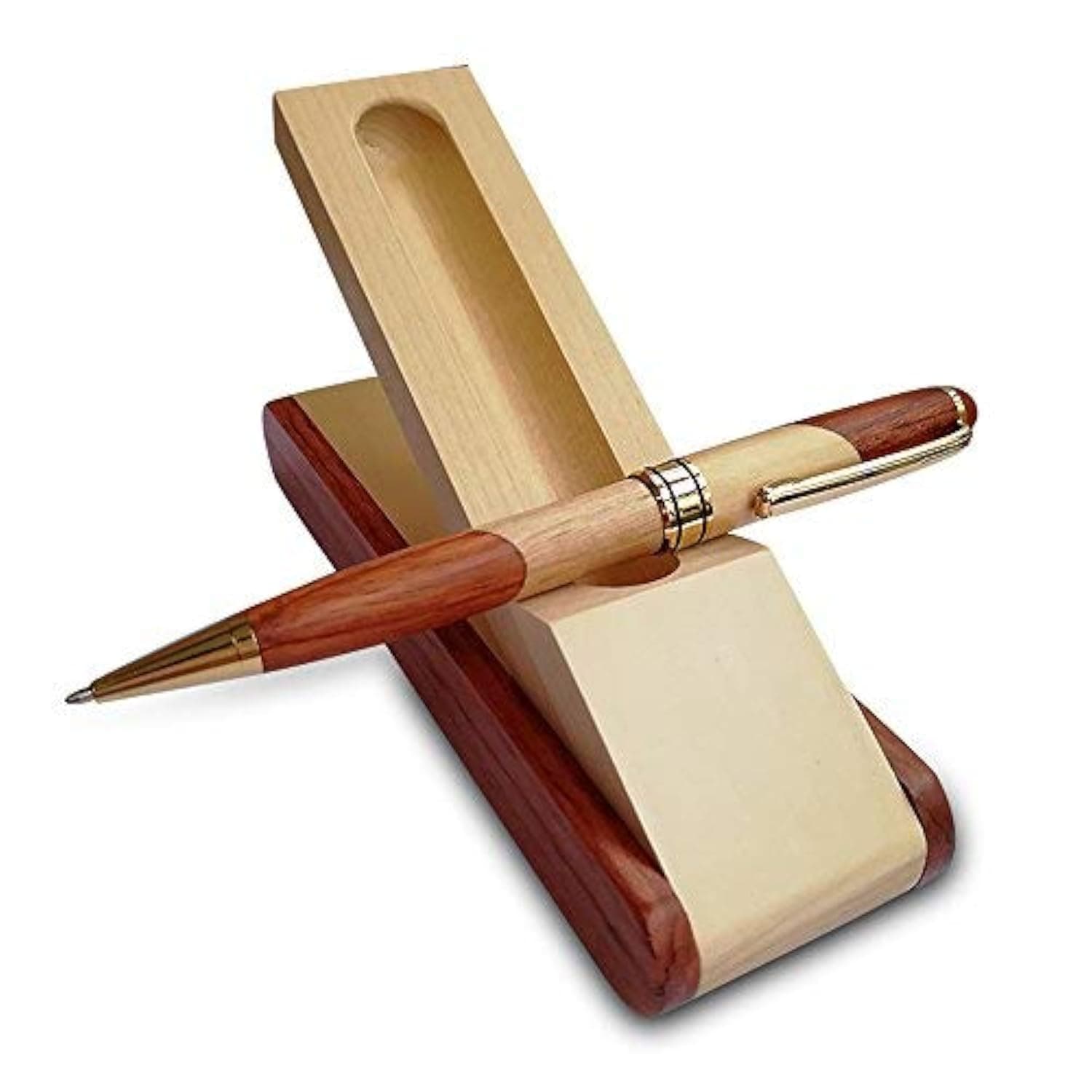 Renawe Luxury Wooden Ballpoint Pen Gift Set with Business Pen Case Display, Nice Writing Pen with Box and Gel Ink Refills