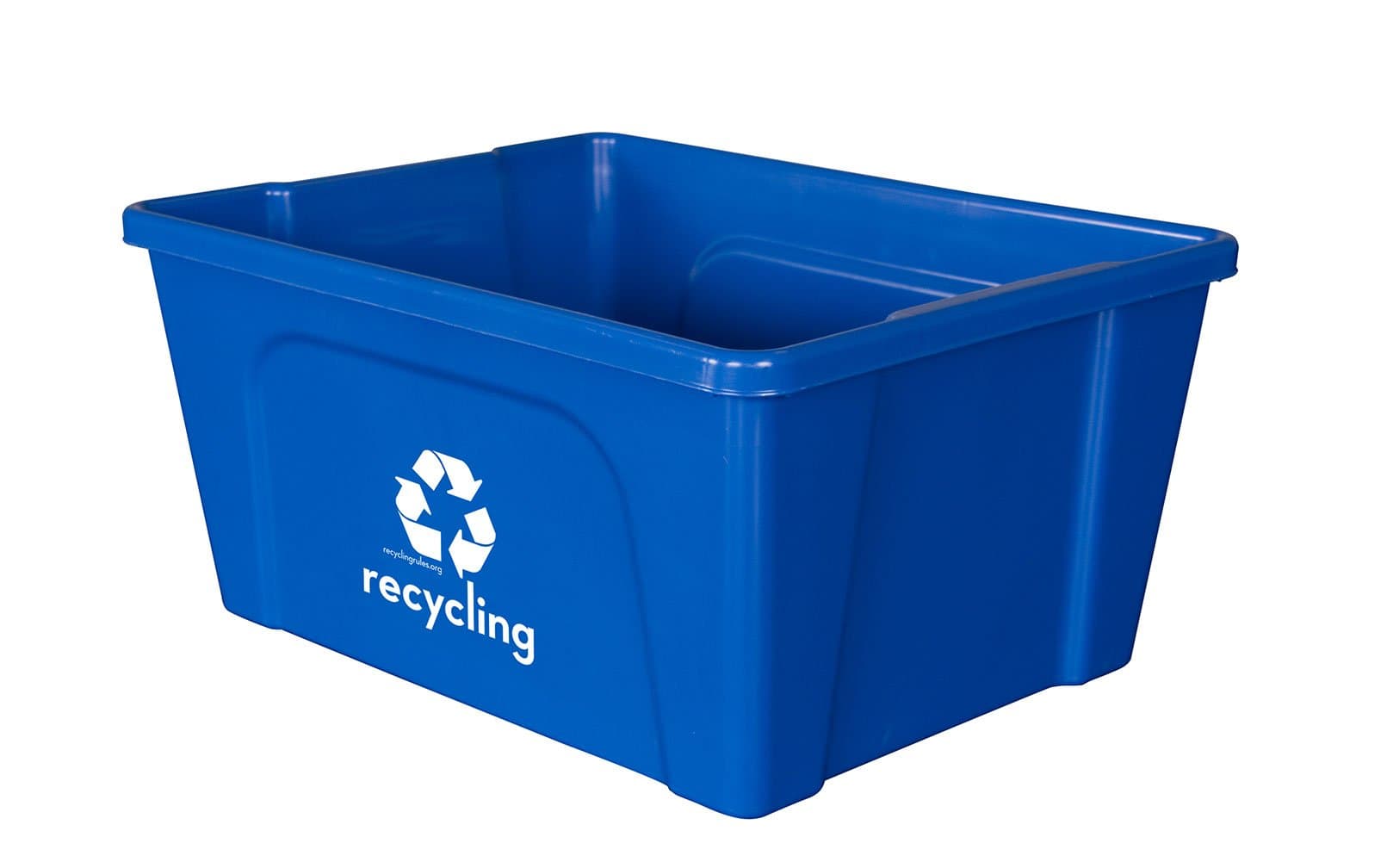 Recycling Rules Wholesale Low-Profile 3 Gallon Deskside Recycling Bin Container, Perfect for Office Paper and Home Recycling, Eco-Friendly BPA-Free, in Blue, 25-Pack