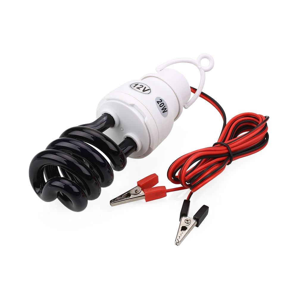 Mingruie DC 12V 20W UV Ultraviolet Fluorescent Blacklight CFL Light Bulb Lamp with Clip